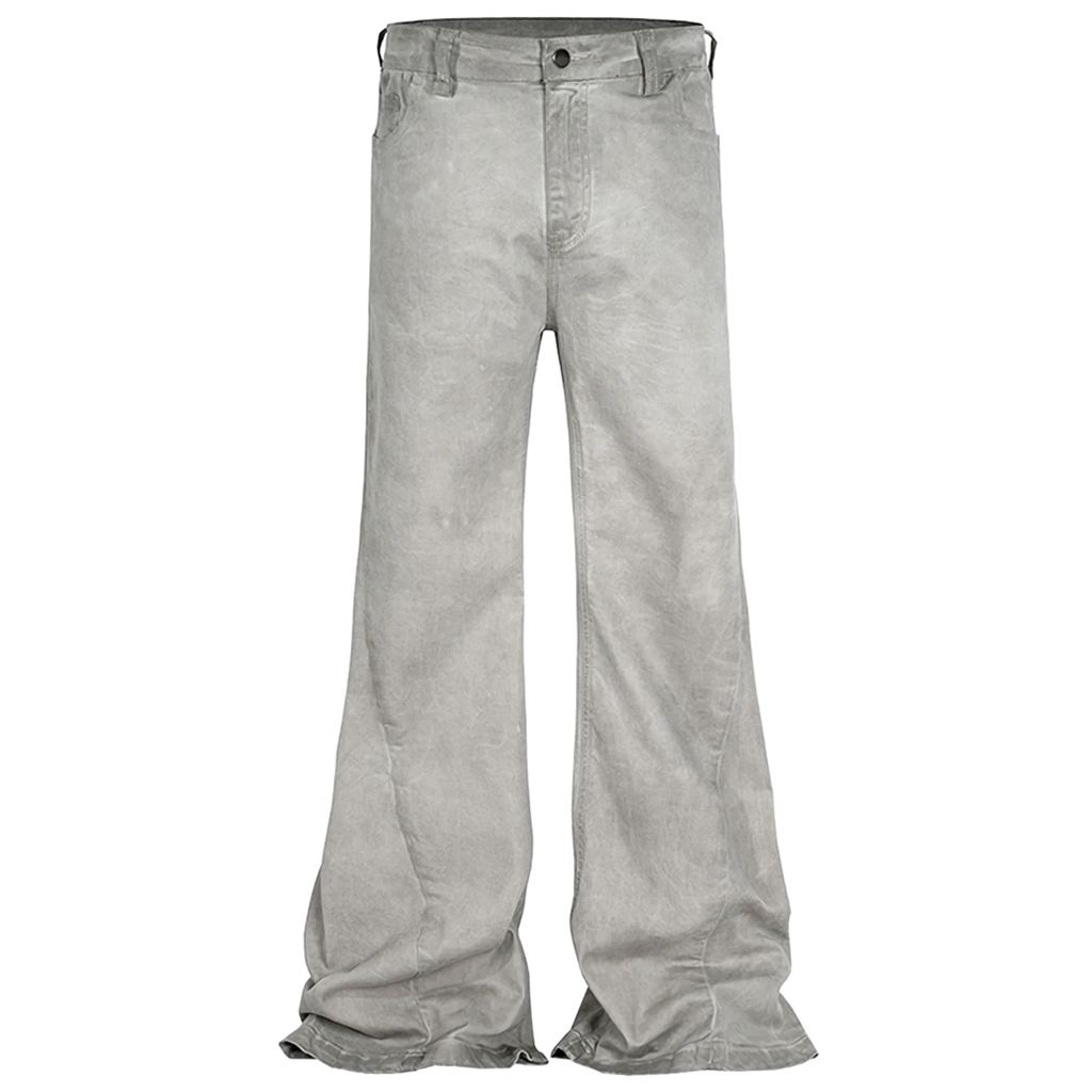 Slate Gray Vintage-Inspired Flare Leg Denim Jeans