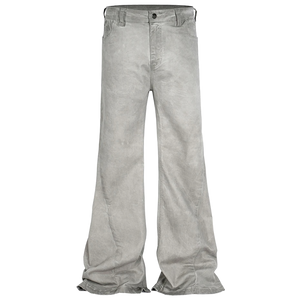 Slate Gray Vintage-Inspired Flare Leg Denim Jeans