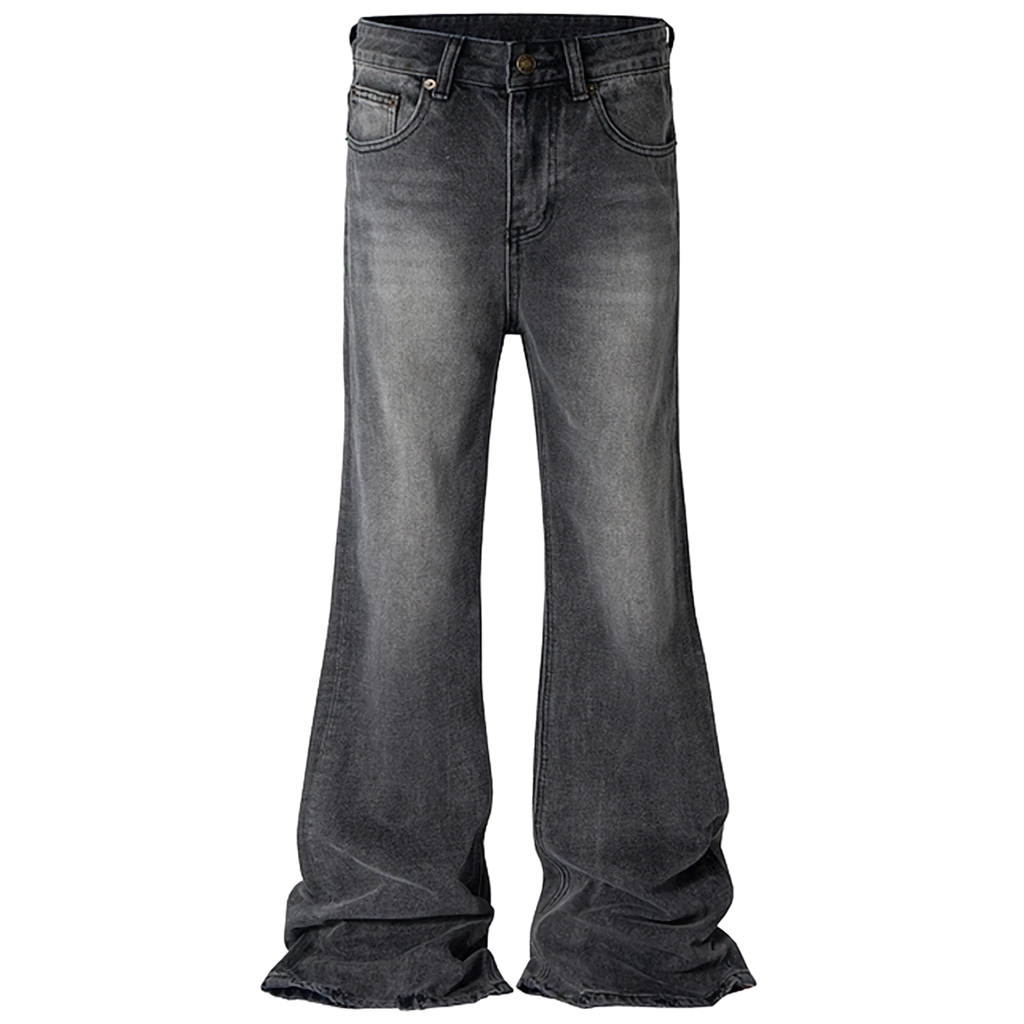 'Charcoal' Flare Leg Distressed Black Denim Jeans