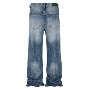 'Static' Faded Bootcut Stacked Denim Jeans