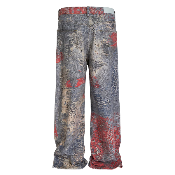 CLOUT COLLECTION ™ | Archive Paisley Print Straight Fit Denim Jeans