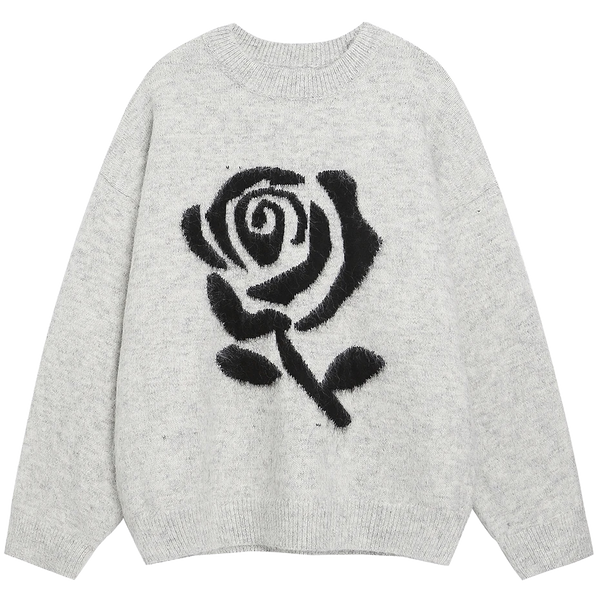 CLOUT COLLECTION ™ | 'Midnight Rose' Oversized Knit Sweater