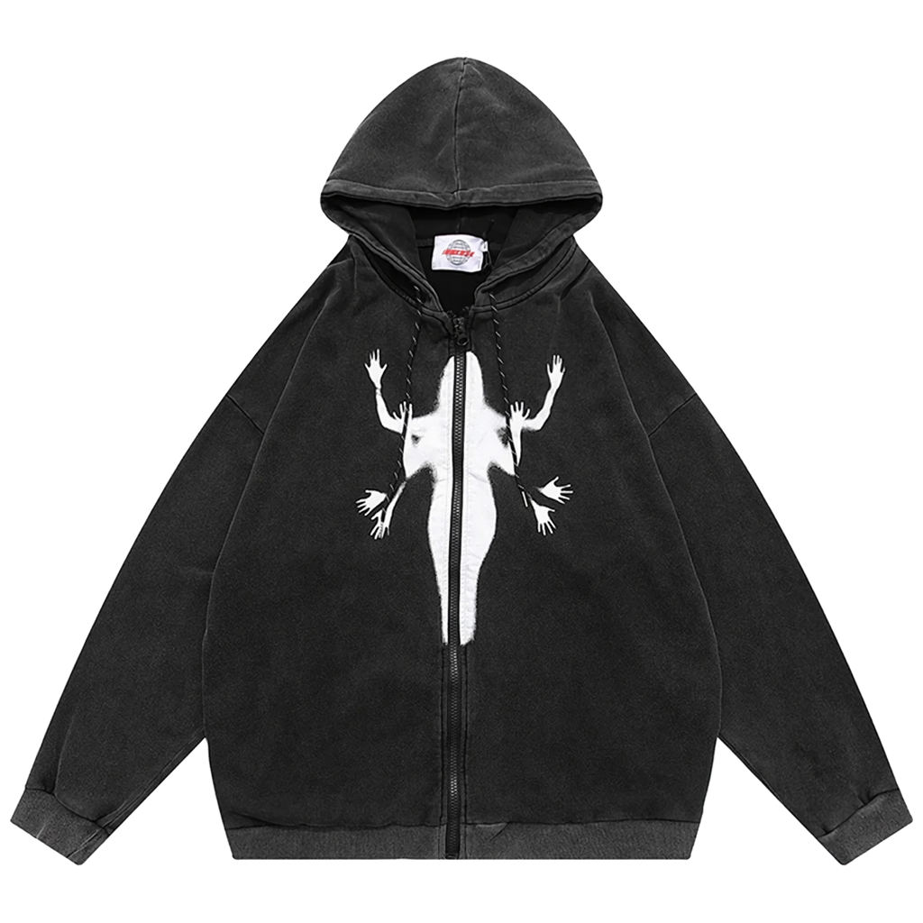 Extreme Aesthetic 'Shadow' Zip-Up Cotton Hoodie