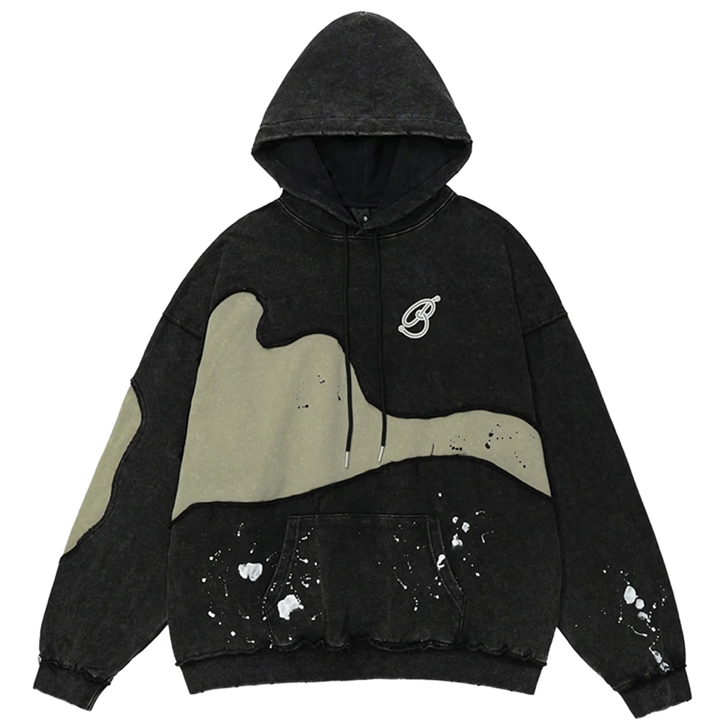 'Biosphere' Oversized Cotton Hoodie with Paint Splatter