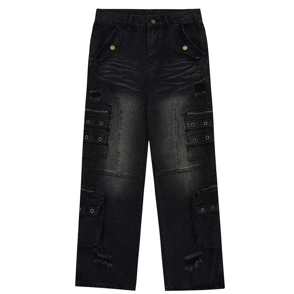 'Dark Matter' Baggy Denim Cargo Jeans