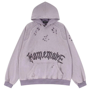 'Homemade' Distressed Pullover Cotton Hoodie