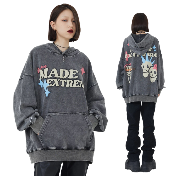 Extreme Aesthetic Foam Print Pullover Cotton Hoodie