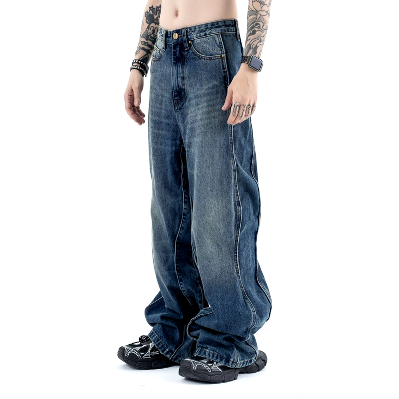 'Tide' Wave-Hem Flared Denim Jeans