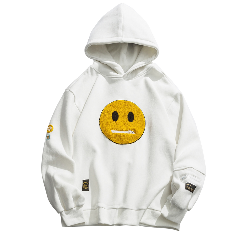 Neutral Face Patched Cotton Hoodie