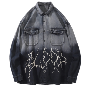 Extreme Aesthetic Denim Button Up in Thundercloud Print