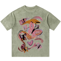 Suede-Finish T-Shirt with Pastel Butterfly Motif