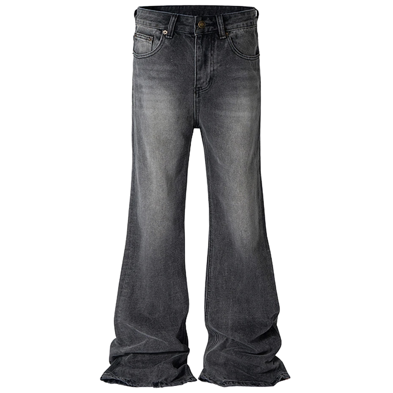 'Charcoal' Flare Leg Distressed Black Denim Jeans