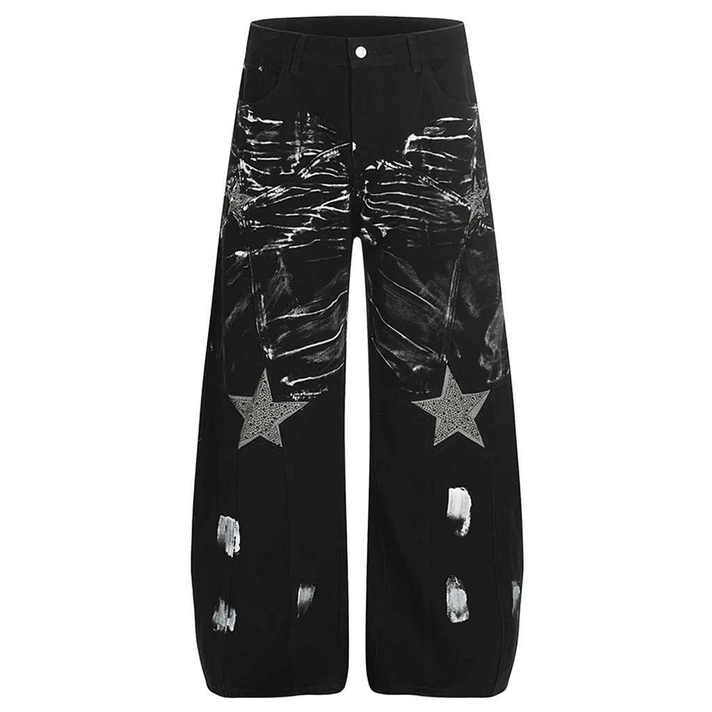 'Scintilla' Painted Wide Leg Denim Jeans