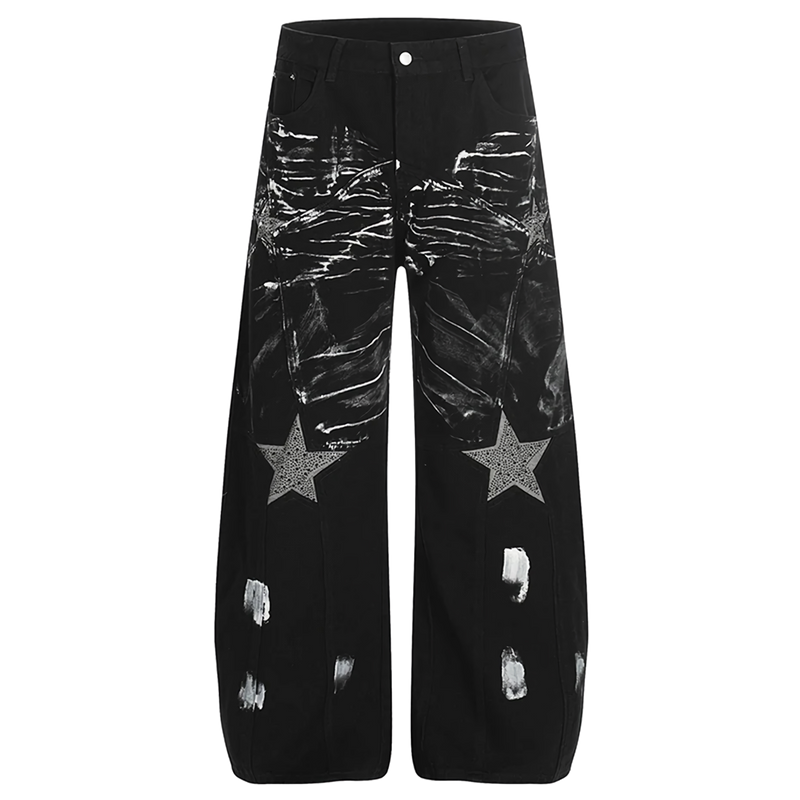 'Scintilla' Painted Wide Leg Denim Jeans