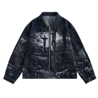 'Prophecy' Custom Print Zip Up Denim Jacket