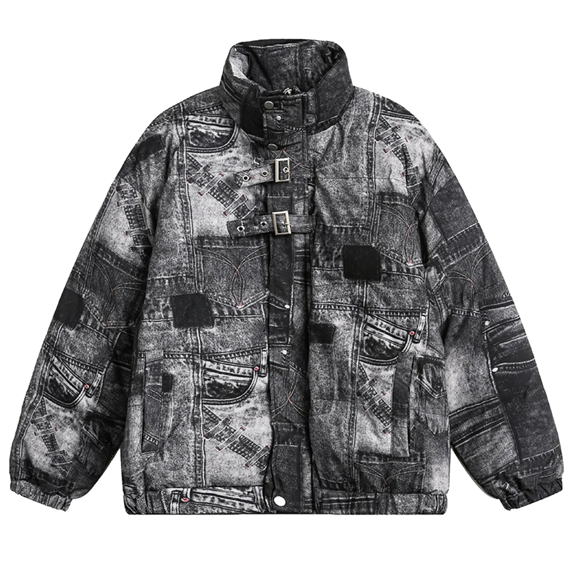 ジャケット・ブルゾン soor ploom quilted jacket black denim 4y CLOUT COLLECTION ™️ | 'Quilted' Patchwork Jean Print Puffer Jacket