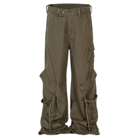 ‘Rover' Wide Leg Khaki Cargo Pants