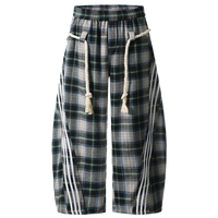 Plaid Lounge Pants with Braided Hemp Rope Belt