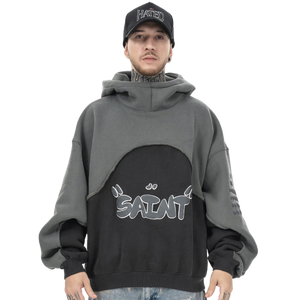 'Saint' Foam Print Oversized Cotton Hoodie