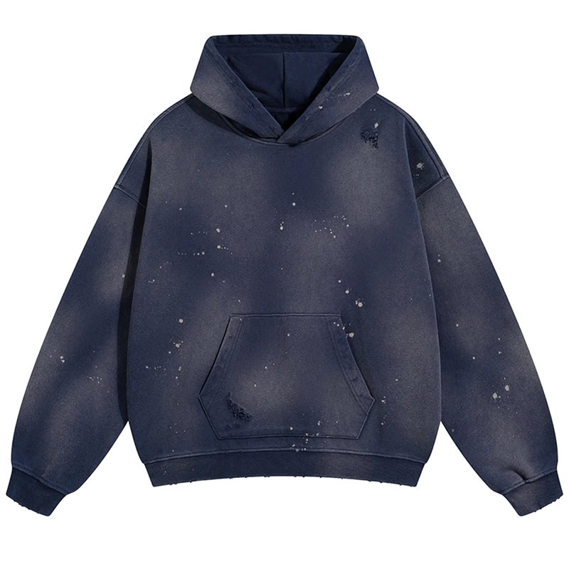 Vintage Loose Fit Cotton Hoodie with Paint Splatter