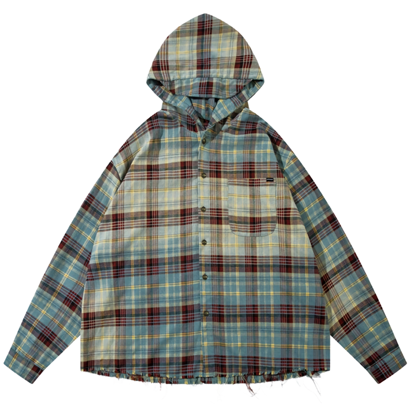 Vintage Wash Flannel Button Up with Hood