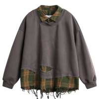 'Drift' Plaid Layered Crewneck Sweater