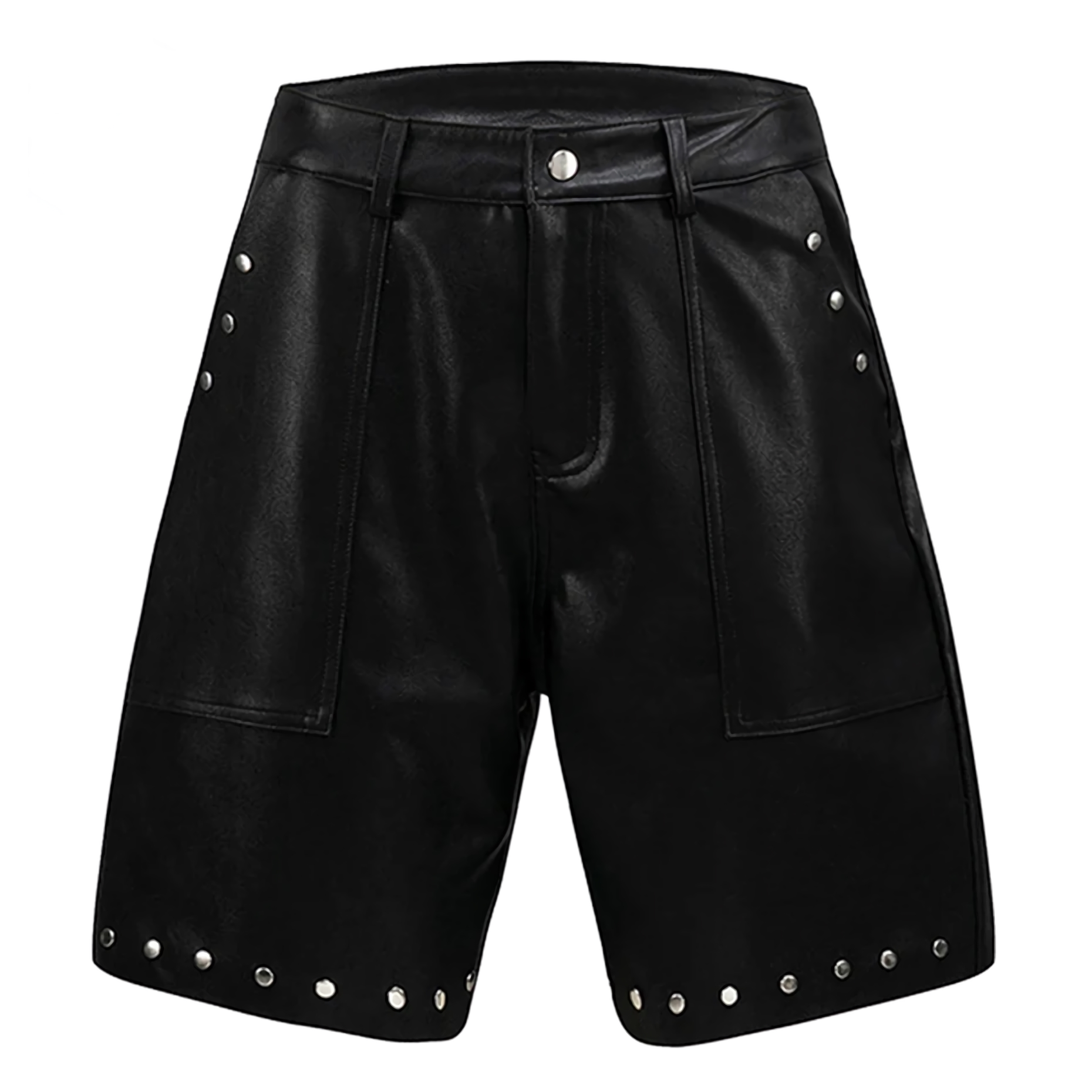 CLOUT COLLECTION ™ | Longline Rivet Studded Faux Leather Shorts