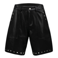 Longline Rivet Studded Faux Leather Shorts