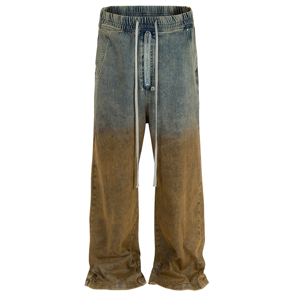 'Ombré' Gradient Wash Wide Leg Denim Jeans