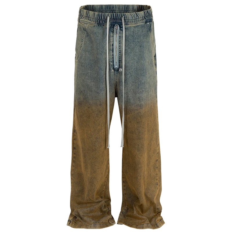 'Ombré' Gradient Wash Wide Leg Denim Jeans