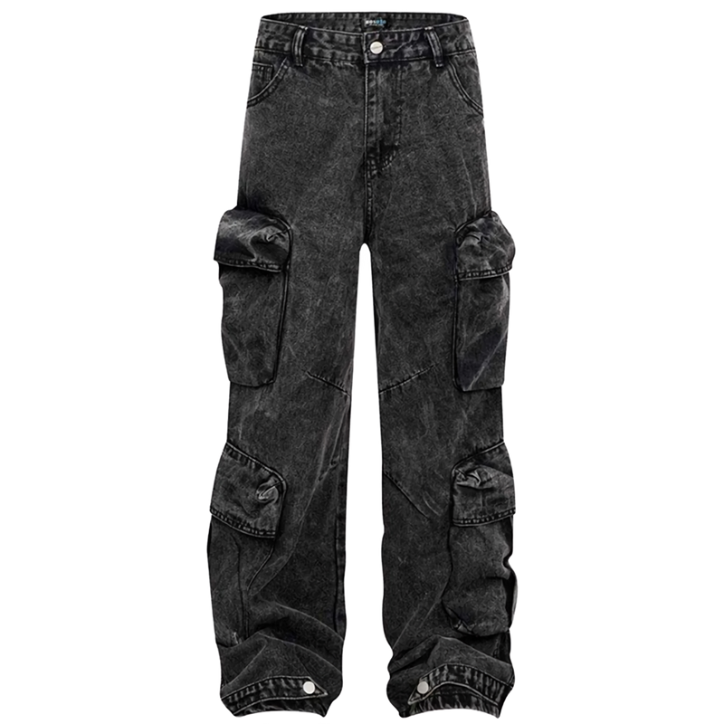 'Vanguard' Oversized Stonewash Denim Cargo Jeans