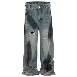 'Havoc' Distressed Wide Leg Denim Jeans