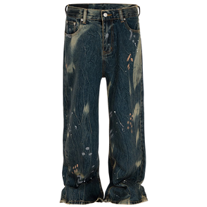 Abstract Acid Wash Vintage Denim Jeans