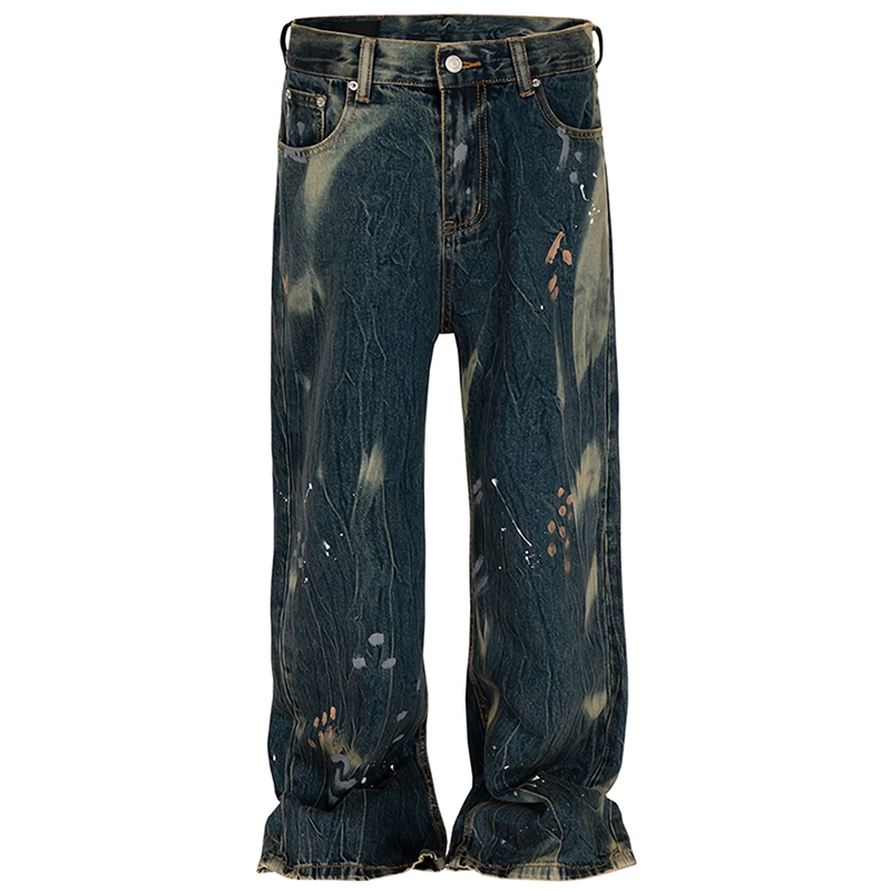 Abstract Acid Wash Vintage Denim Jeans