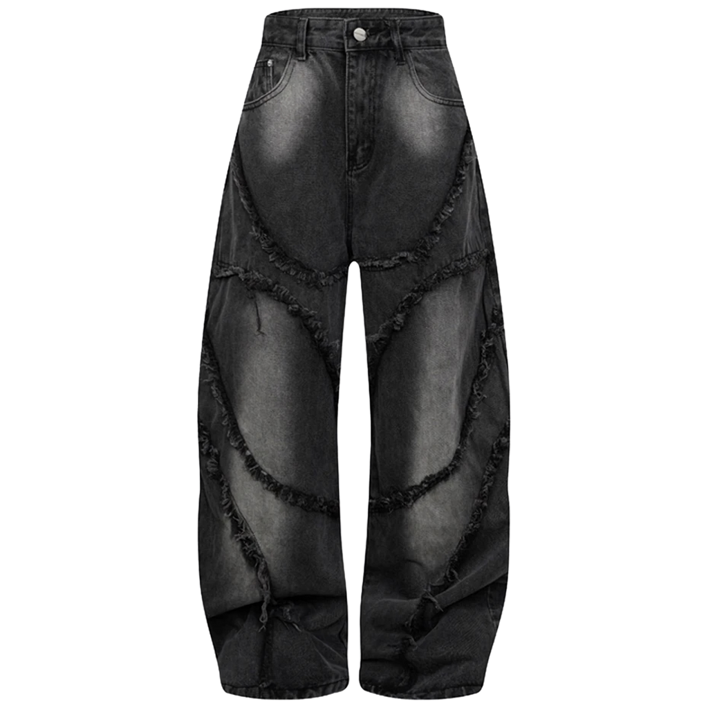 'Torrent' Frayed Wide Leg Denim Jeans