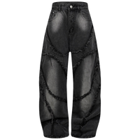 'Torrent' Frayed Wide Leg Denim Jeans