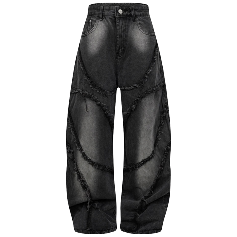 'Torrent' Frayed Wide Leg Denim Jeans