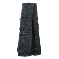 Urban Camo Wide Leg Denim Cargo  Pants