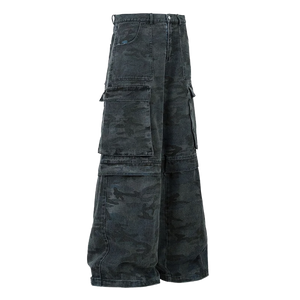 Urban Camo Wide Leg Denim Cargo  Pants