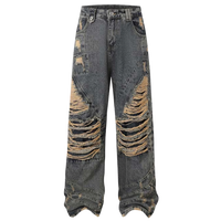 Extreme Aesthetic Shredded Wide Leg Denim Jeans