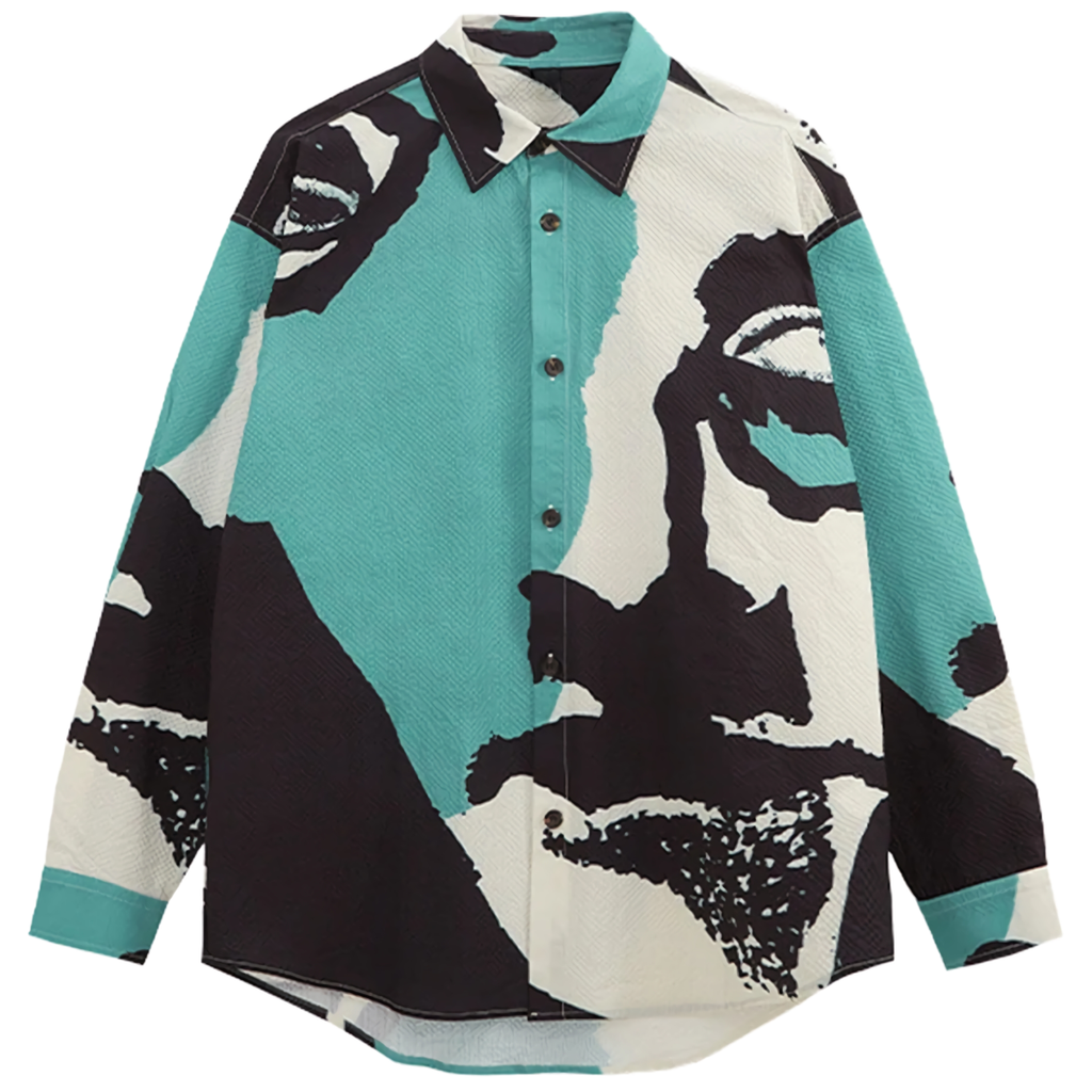 'Expression' Abstract Long Sleeve Button Up