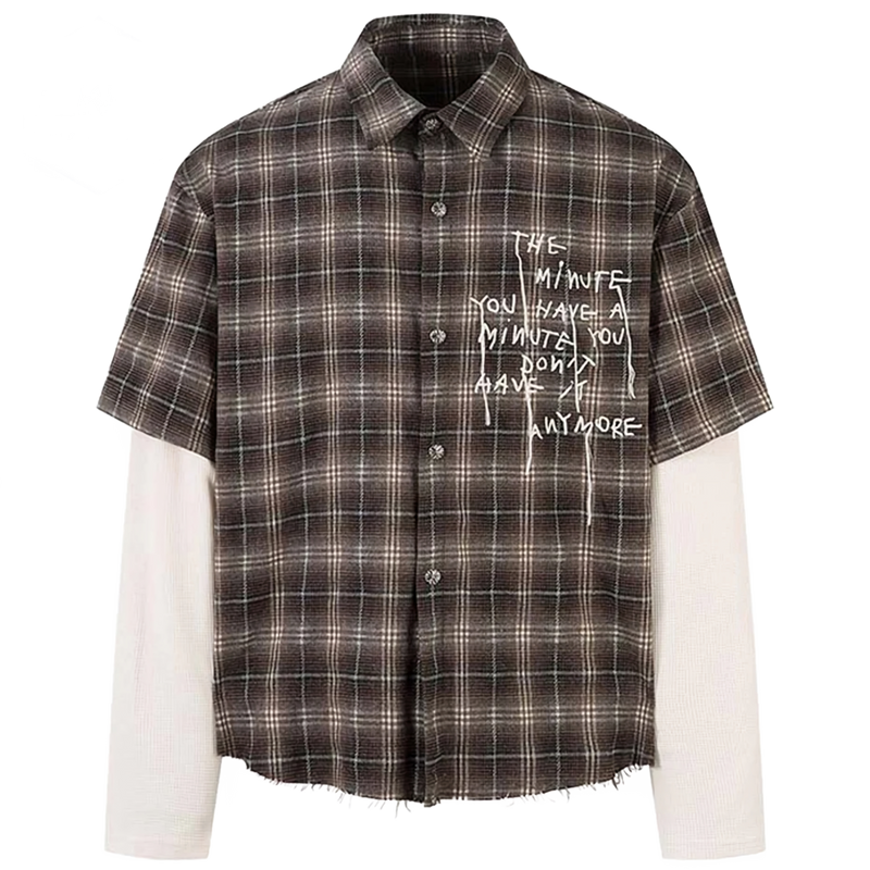 'Strata' Plaid Layered Long Sleeve Button Up