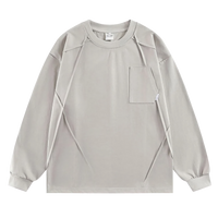 Geometric Paneled Long Sleeve Cotton Tee