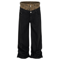 'Instinct' Leopard Waist Black Denim Jeans