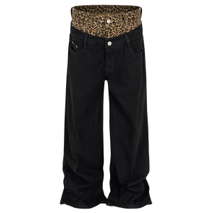 'Instinct' Leopard Waist Black Denim Jeans