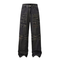 'Barricade' Rivet Strapped Denim Jeans