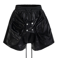 Waxed Faux Leather Cargo Shorts