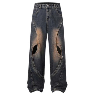 'Radial' Layered Wide Leg Denim Jeans