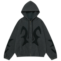 'Sandman' Rune Accent Oversized Zip-Up Hoodie