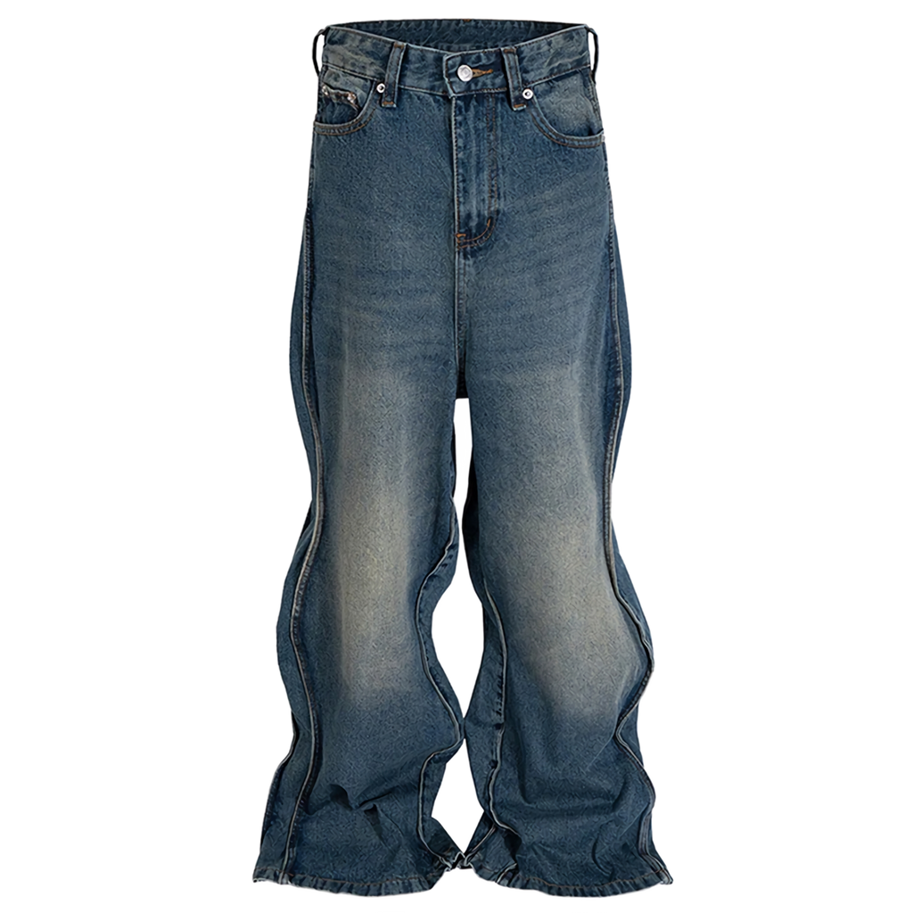 'Tide' Wave-Hem Flared Denim Jeans